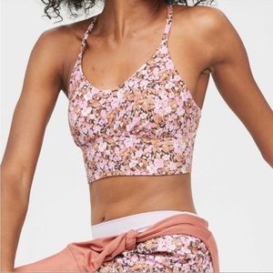 aerie Floral Pink and Brown Sports Bra